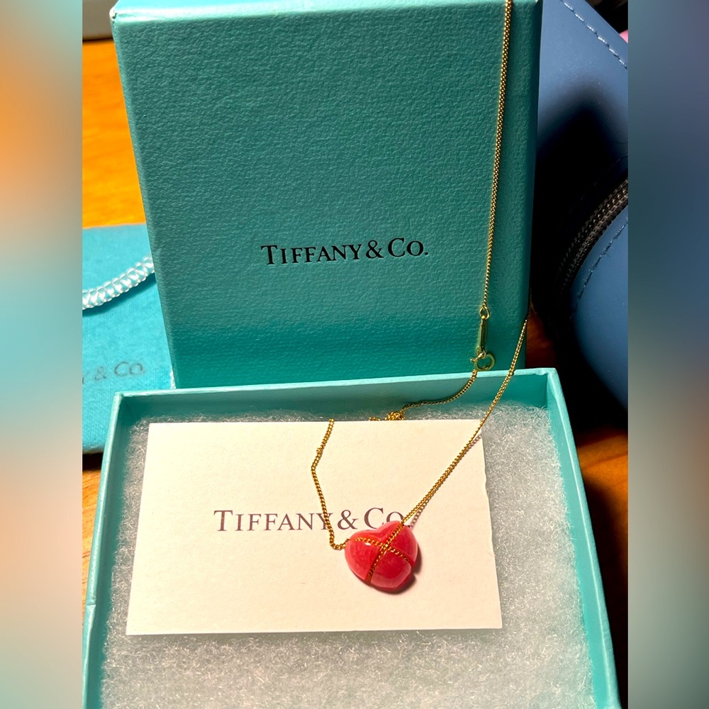 Auth Tiffany&Co. Necklace Chain Cross Heart Quartz 18K 750 Yellow Gold